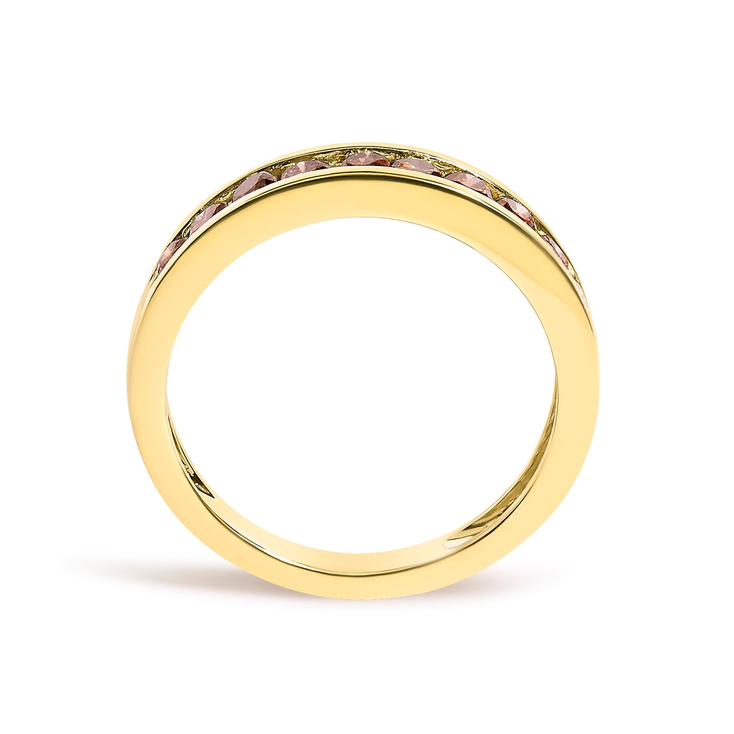 14K Yellow Gold Plated .925 Sterling Silver 1/2 Cttw Channel Set Round Champagne Diamond 11 Stone Band Ring (K-L Color, I1-I2 Clarity) - Size 7 Bids.com