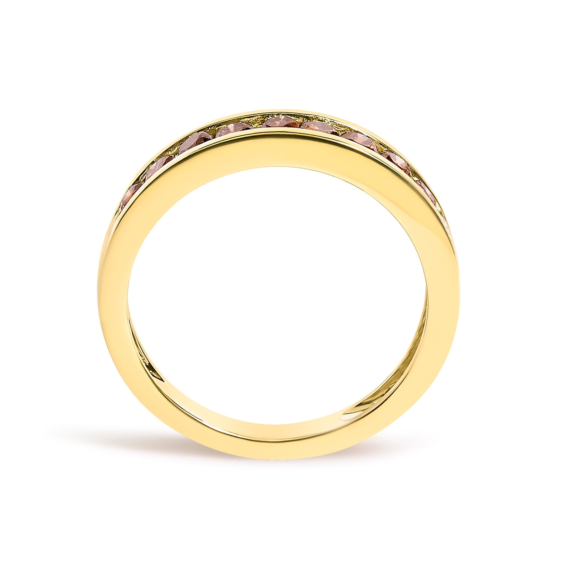 14K Yellow Gold Plated .925 Sterling Silver 1/2 Cttw Channel Set Round Champagne Diamond 11 Stone Band Ring (K-L Color, I1-I2 Clarity) - Size 7 Bids.com