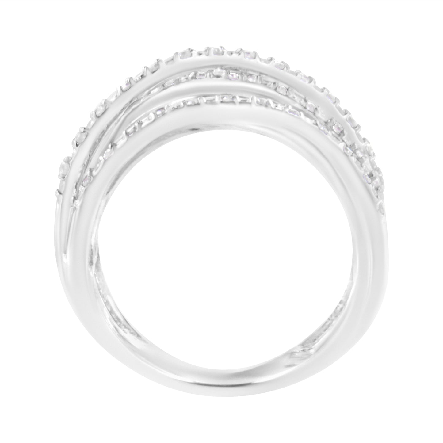 .925 Sterling Silver 1/4 Cttw Prong Set Round-Cut Diamond Bypass Ring (I-J Color, I1-I2 Clarity) - Size 7 Bids.com