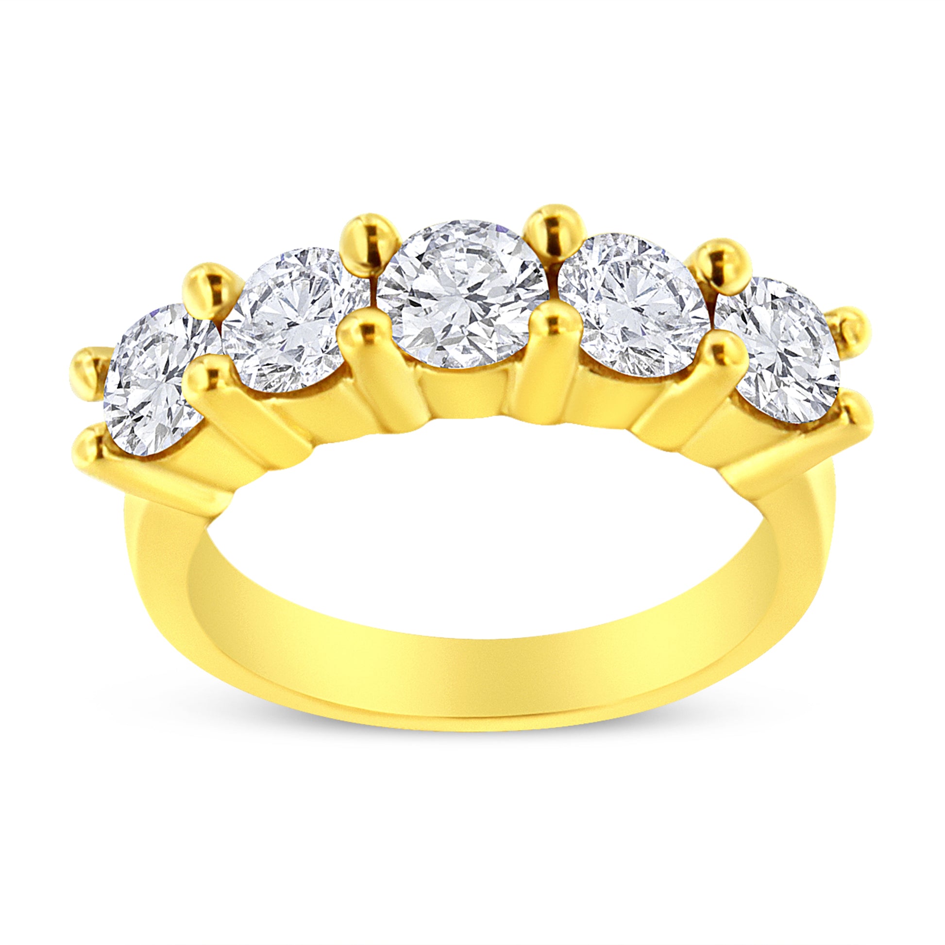 14K Yellow Gold Plated .925 Sterling Silver 2.0 Cttw Shared Prong Set Diamond 5 Stone Wedding Band Ring (J-K Color, I1-I2 Clarity) - Size 7 Bids.com