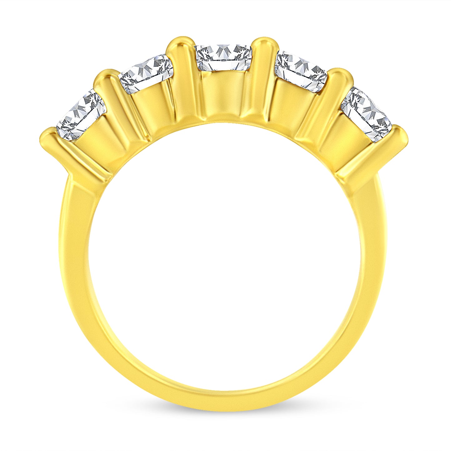 14K Yellow Gold Plated .925 Sterling Silver 2.0 Cttw Shared Prong Set Diamond 5 Stone Wedding Band Ring (J-K Color, I1-I2 Clarity) - Size 7 Bids.com