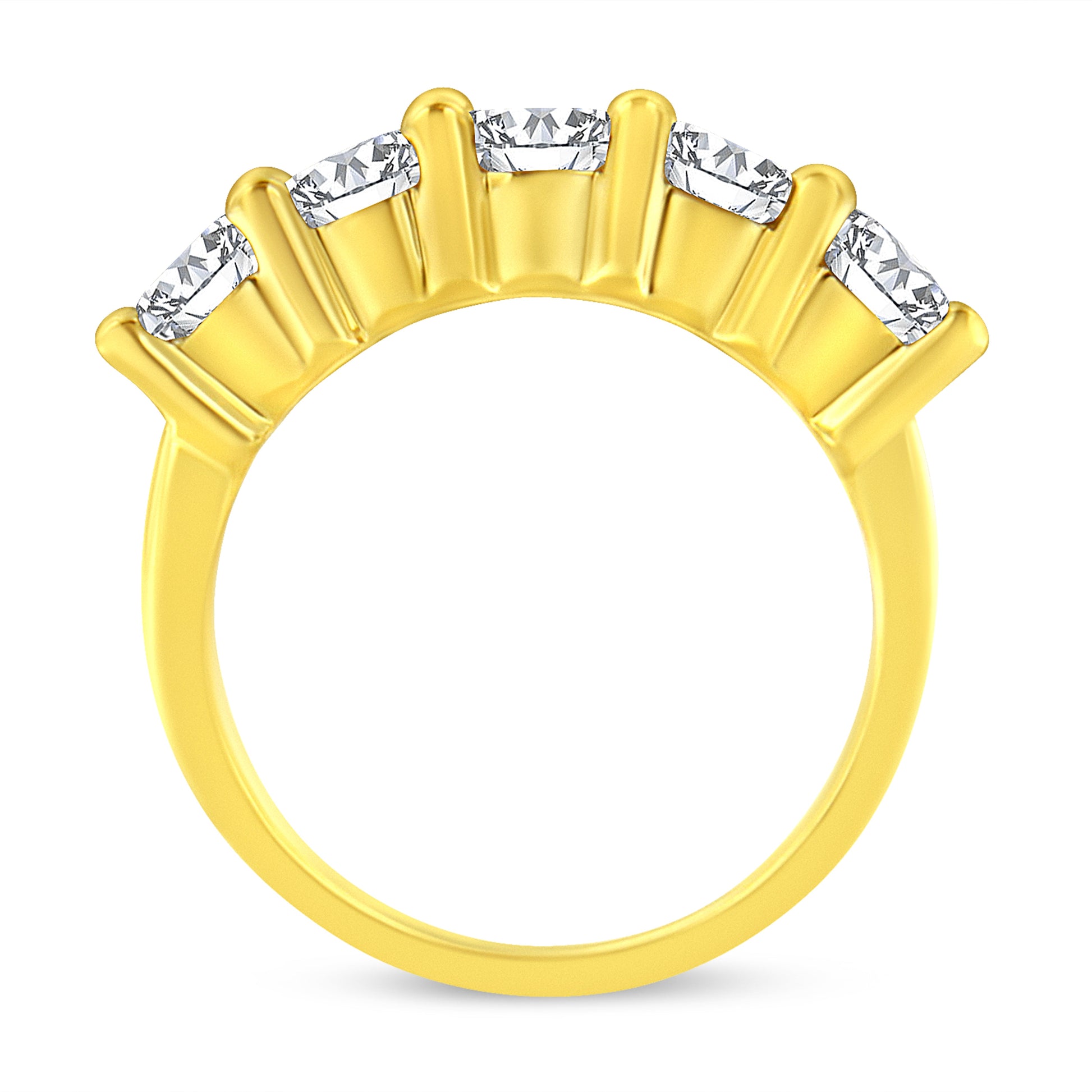 14K Yellow Gold Plated .925 Sterling Silver 2.0 Cttw Shared Prong Set Diamond 5 Stone Wedding Band Ring (J-K Color, I1-I2 Clarity) - Size 7 Bids.com