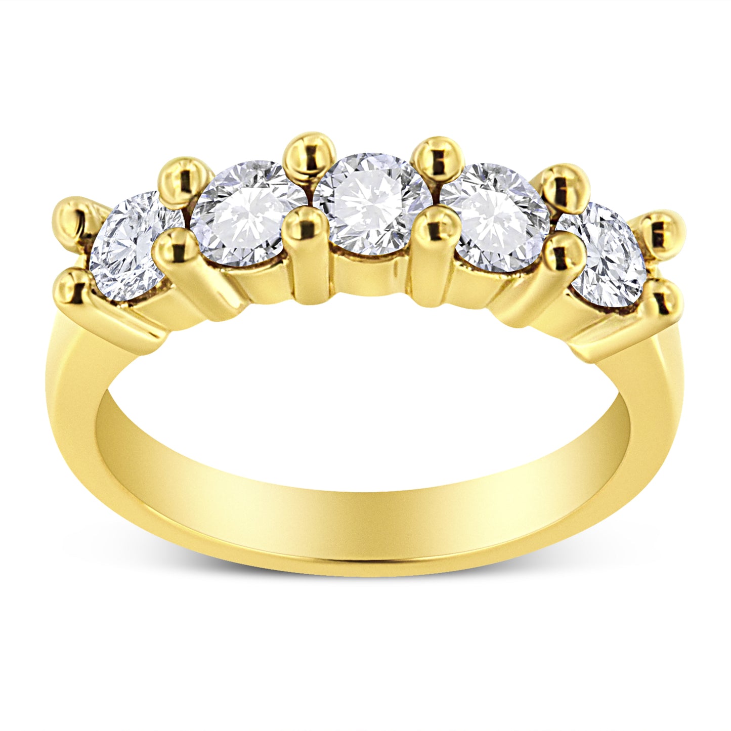 14K Yellow Gold Plated .925 Sterling Silver 1.0 Cttw Shared Prong-set Round Diamond 5 Stone Band Ring (J-K Color, I1-I2 Clarity) - Size 7 Bids.com