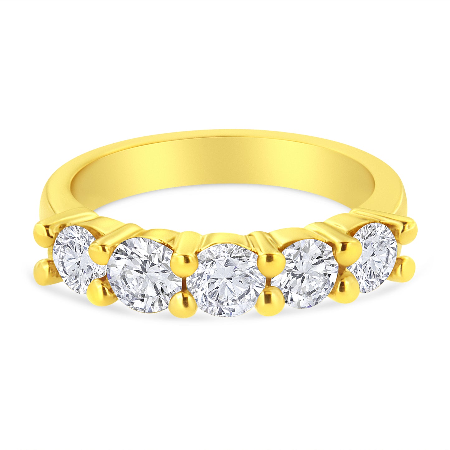 14K Yellow Gold Plated .925 Sterling Silver 1 1/2 Cttw Shared Prong Set Brilliant Round-Cut Diamond Anniversary or Wedding Band Ring (K-L Color, SI2-I1 Clarity) - Size 7 Bids.com