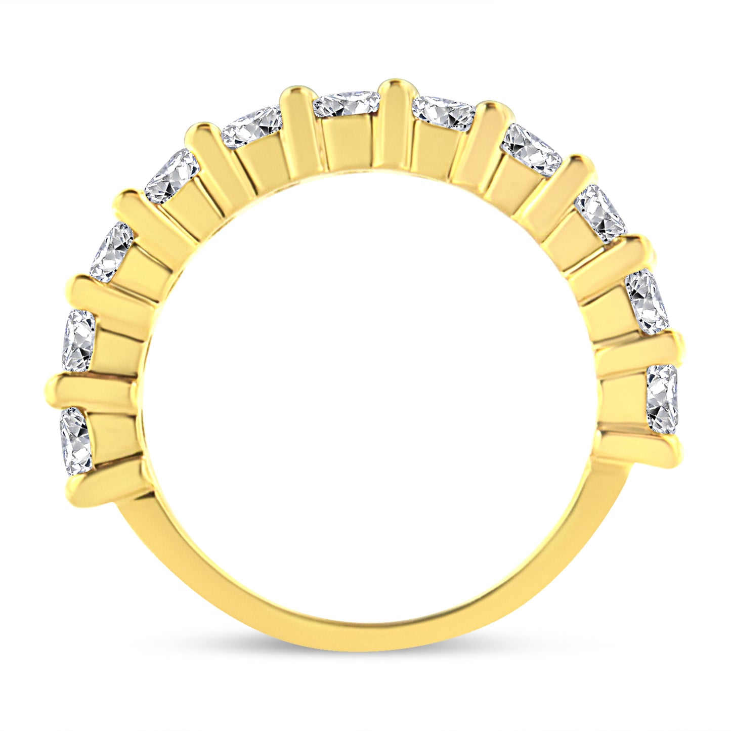 14K Yellow Gold Plated .925 Sterling Silver 2.00 Cttw Shared Prong Set Round-Diamond 11 Stone Band Ring (J-K Color, I1-I2 Clarity) - Size 7 Bids.com