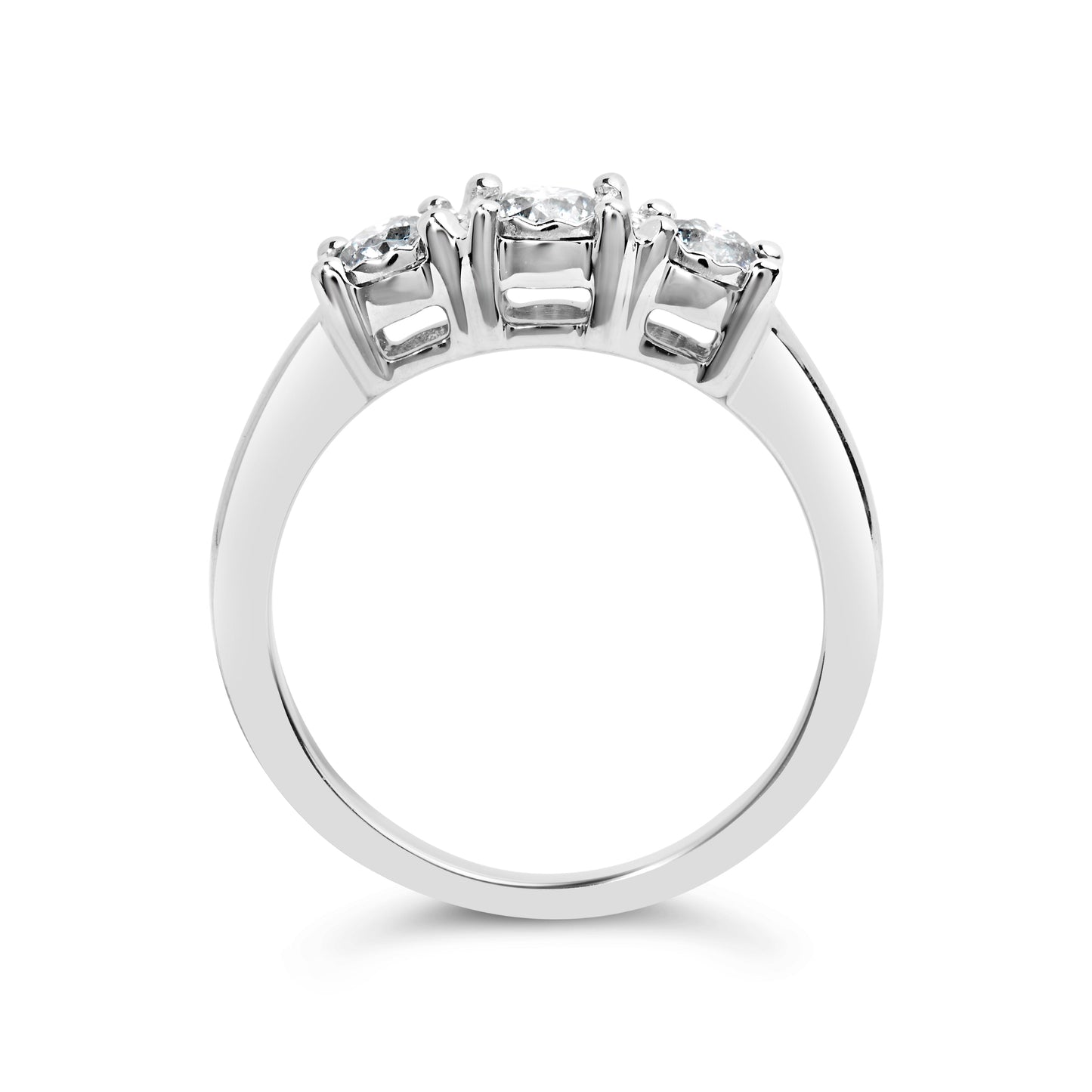 14K White Gold 1/2 Cttw Miracle Set Round Lab Grown Diamond Three Stone Illusion Plate Ring (F-G Color, VS1-VS2 Clarity) - Ring Size 7 Bids.com