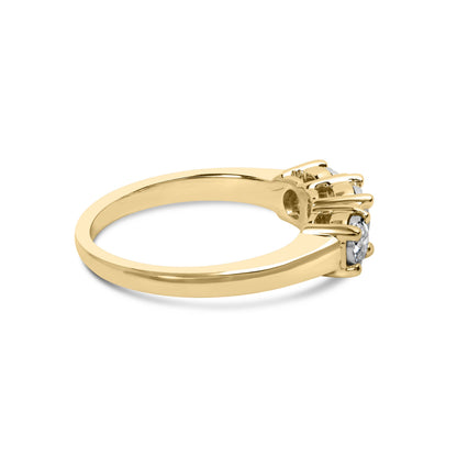 10K Yellow Gold 1/2 Cttw Miracle Set Round Diamond Three Stone Illusion Plate Ring (I-J Color, I2-I3 Clarity) - Size 7 Bids.com