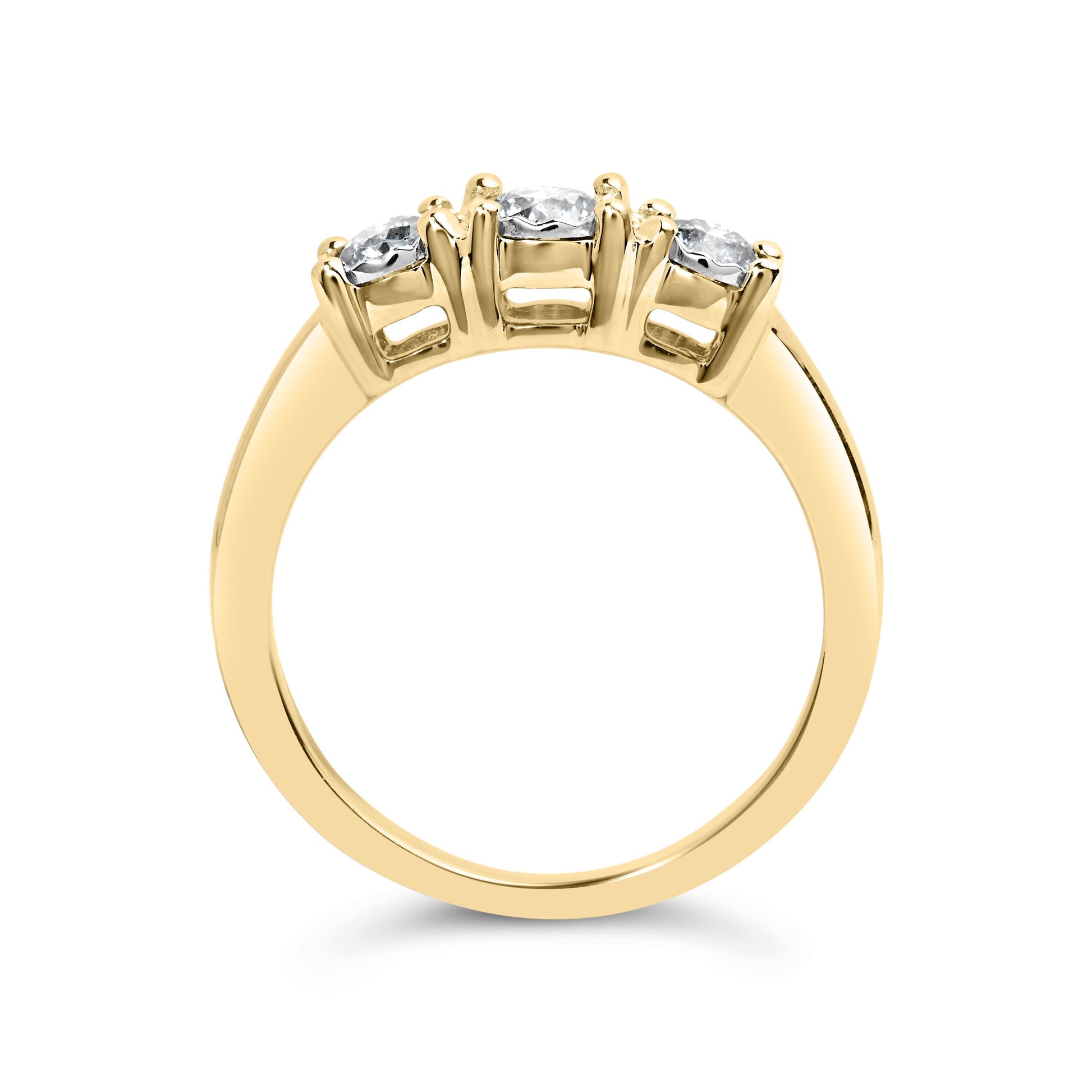 10K Yellow Gold 1/2 Cttw Miracle Set Round Diamond Three Stone Illusion Plate Ring (I-J Color, I2-I3 Clarity) - Size 7 Bids.com