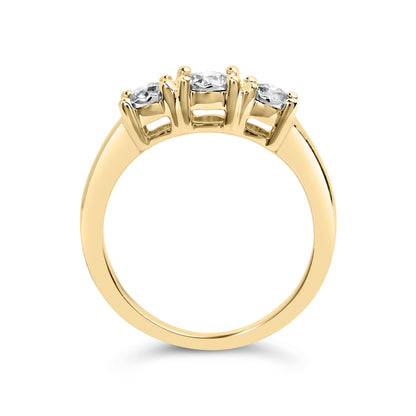 10K Yellow Gold 1/2 Cttw Miracle Set Round Diamond Three Stone Illusion Plate Ring (I-J Color, I2-I3 Clarity) - Size 7 Bids.com