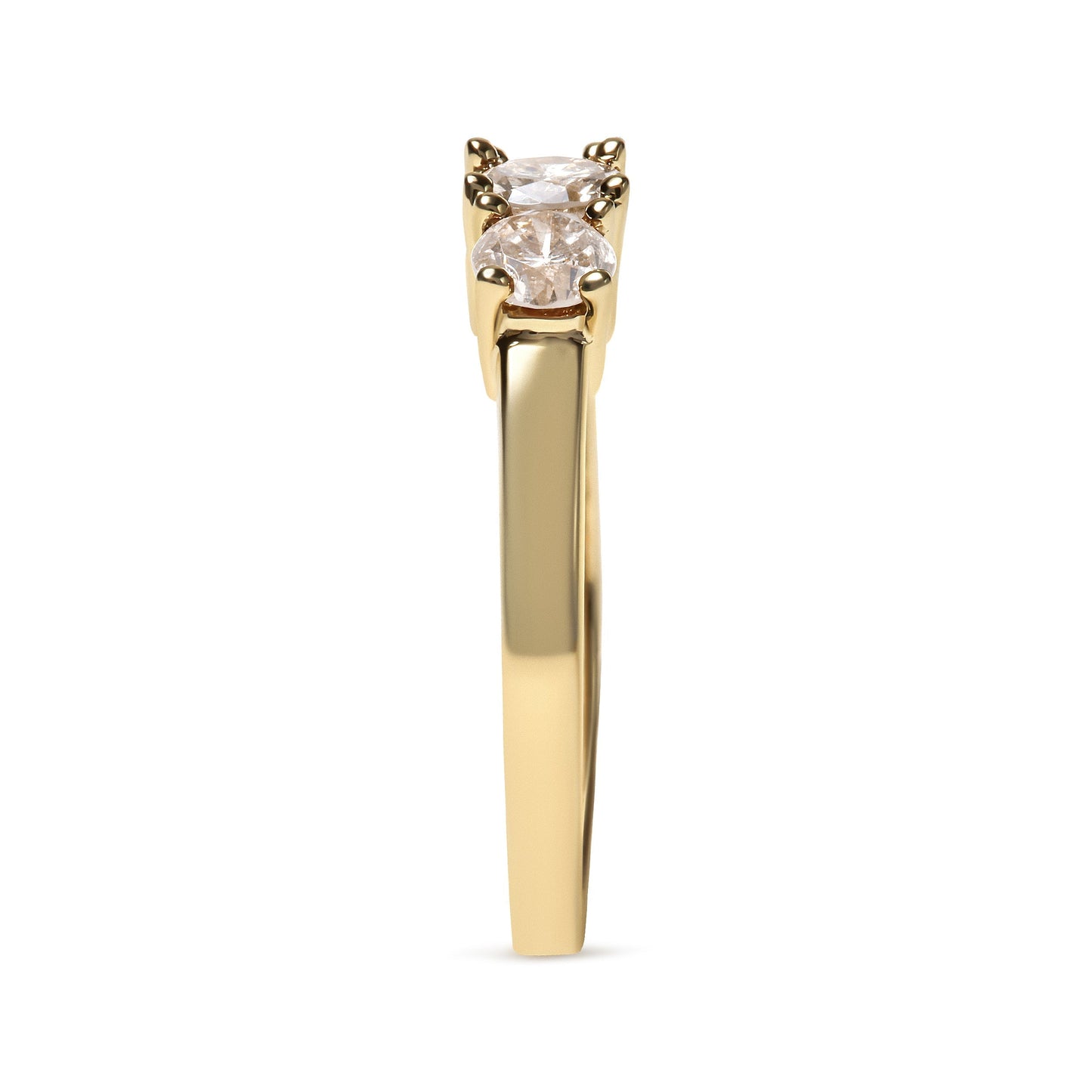 10K Yellow Gold 1.00 Cttw Champagne Diamond 3-Stone Band Ring (J-K Color, I1-I2 Clarity)  - Size 7 Bids.com