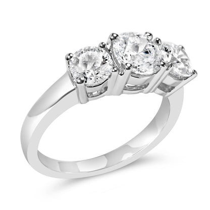 14K White Gold 2.00 Cttw Lab Grown Diamond 3 Stone Ring Band (F-G Color, VS1-VS2 Clarity) - Ring Size 7 Bids.com