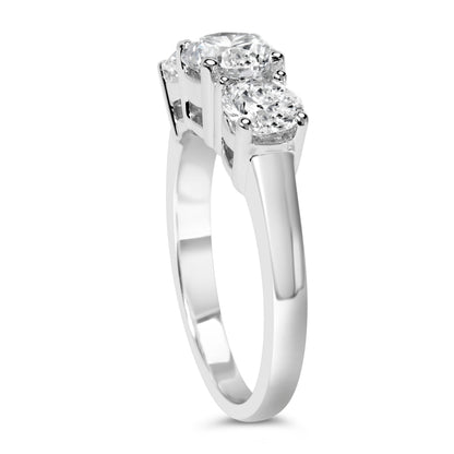 14K White Gold 2.00 Cttw Lab Grown Diamond 3 Stone Ring Band (F-G Color, VS1-VS2 Clarity) - Ring Size 7 Bids.com