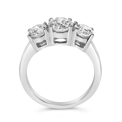 14K White Gold 2.00 Cttw Lab Grown Diamond 3 Stone Ring Band (F-G Color, VS1-VS2 Clarity) - Ring Size 7 Bids.com