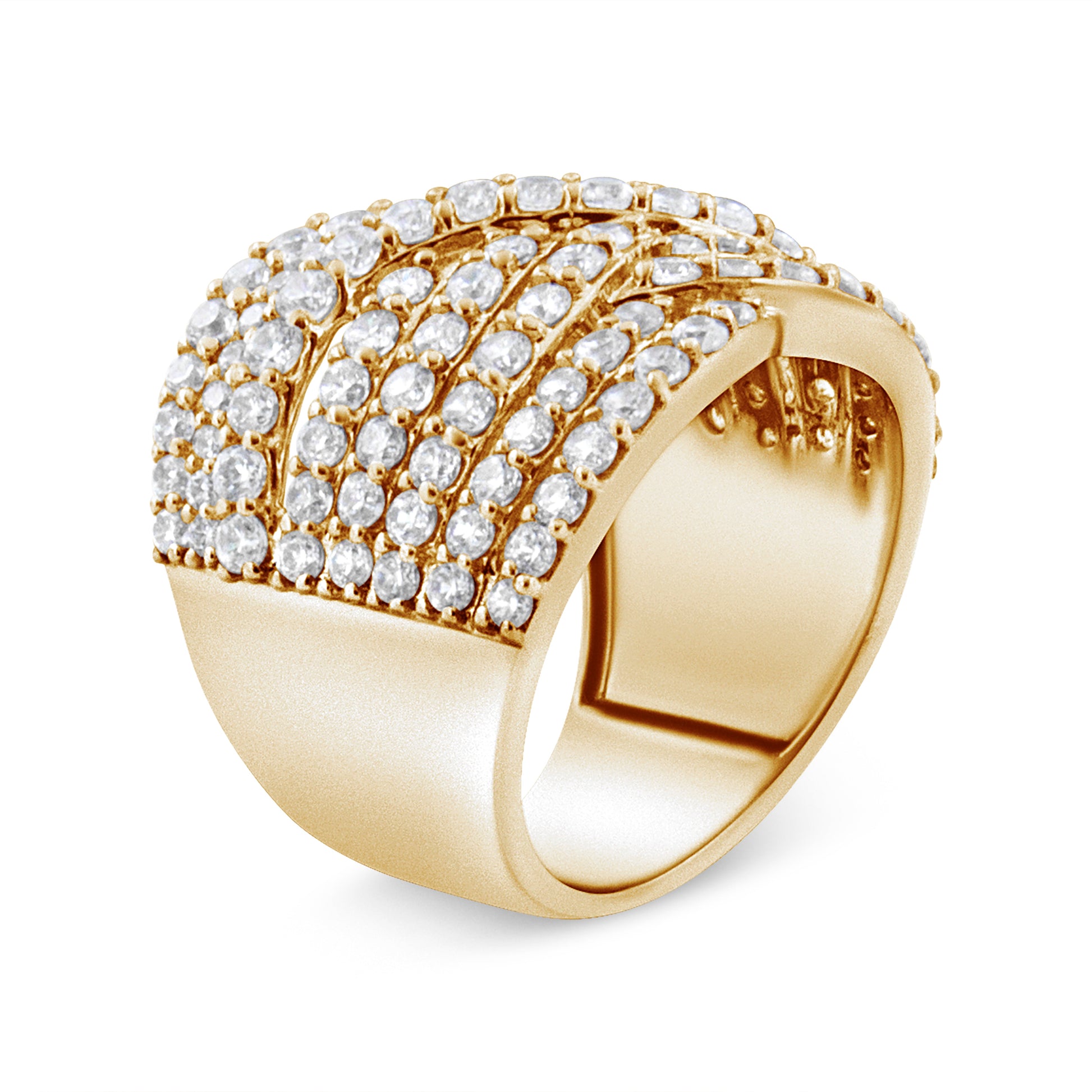 10K Yellow Gold 3.0 Cttw Diamond Eight-Row Bypass Crossover Statement Band Ring (H-I Color, I2-I3 Clarity) - Size 7 Bids.com