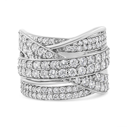 .925 Sterling Silver 2.00 Cttw Round-Cut Diamond Overlapping Bypass Band Ring (I-J Color, I2-I3 Clarity) - Ring Size 7 Bids.com
