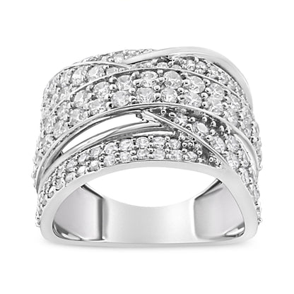 .925 Sterling Silver 2.00 Cttw Round-Cut Diamond Overlapping Bypass Band Ring (I-J Color, I2-I3 Clarity) - Ring Size 7 Bids.com