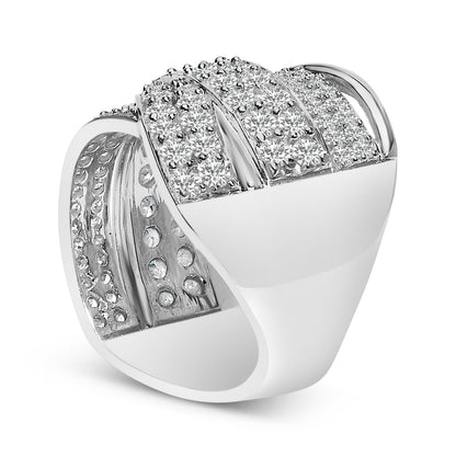 .925 Sterling Silver 2.00 Cttw Round-Cut Diamond Overlapping Bypass Band Ring (I-J Color, I2-I3 Clarity) - Ring Size 7 Bids.com