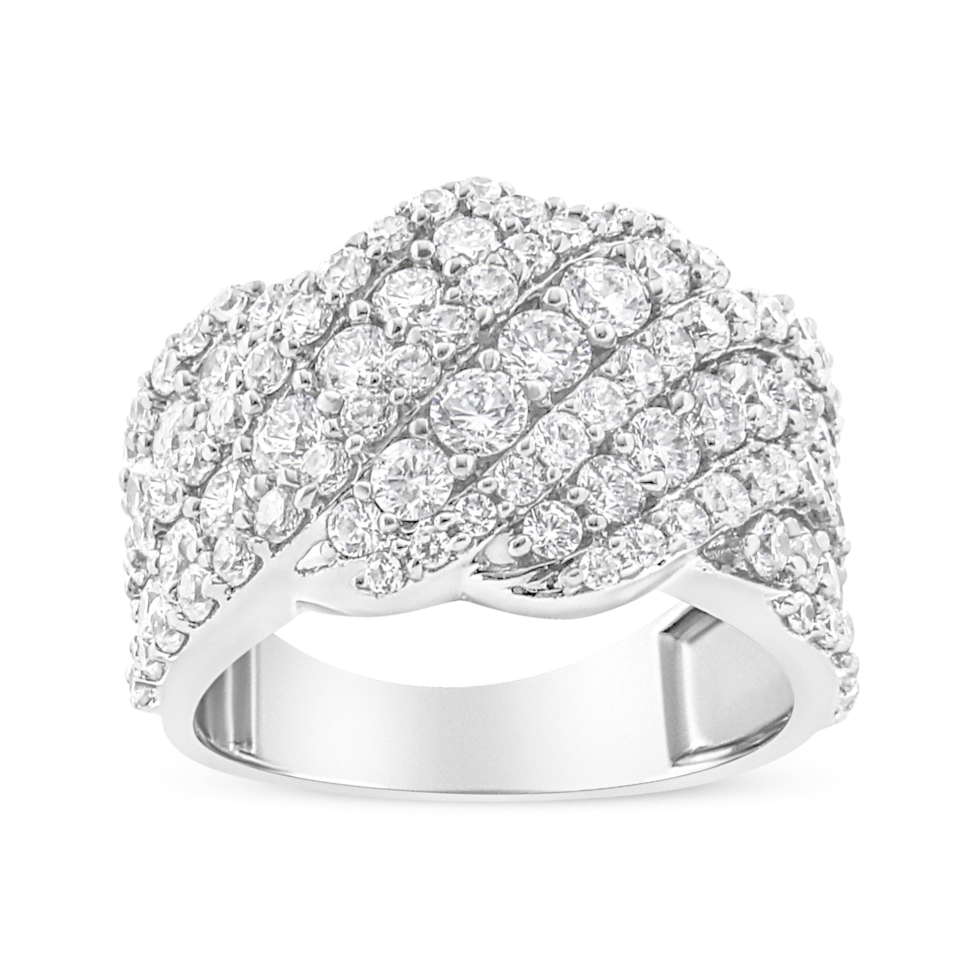 10K White Gold 3.00 Cttw Diamond Multi Row Cluster Band Ring (I-J Color, I3 Clarity) - Size 7 Bids.com