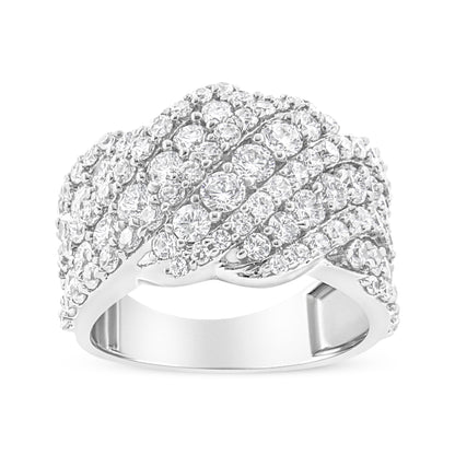 10K White Gold 3.00 Cttw Diamond Multi Row Cluster Band Ring (I-J Color, I3 Clarity) - Size 7 Bids.com