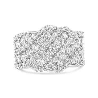 10K White Gold 3.00 Cttw Diamond Multi Row Cluster Band Ring (I-J Color, I3 Clarity) - Size 7 Bids.com
