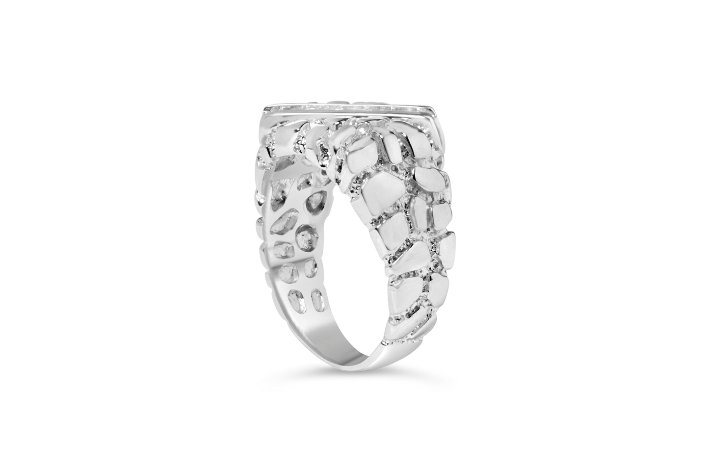 .925 Sterling Silver 1/3 Diamond 6 Stone Rectangle Nugget Gents Ring - Size 10 Bids.com