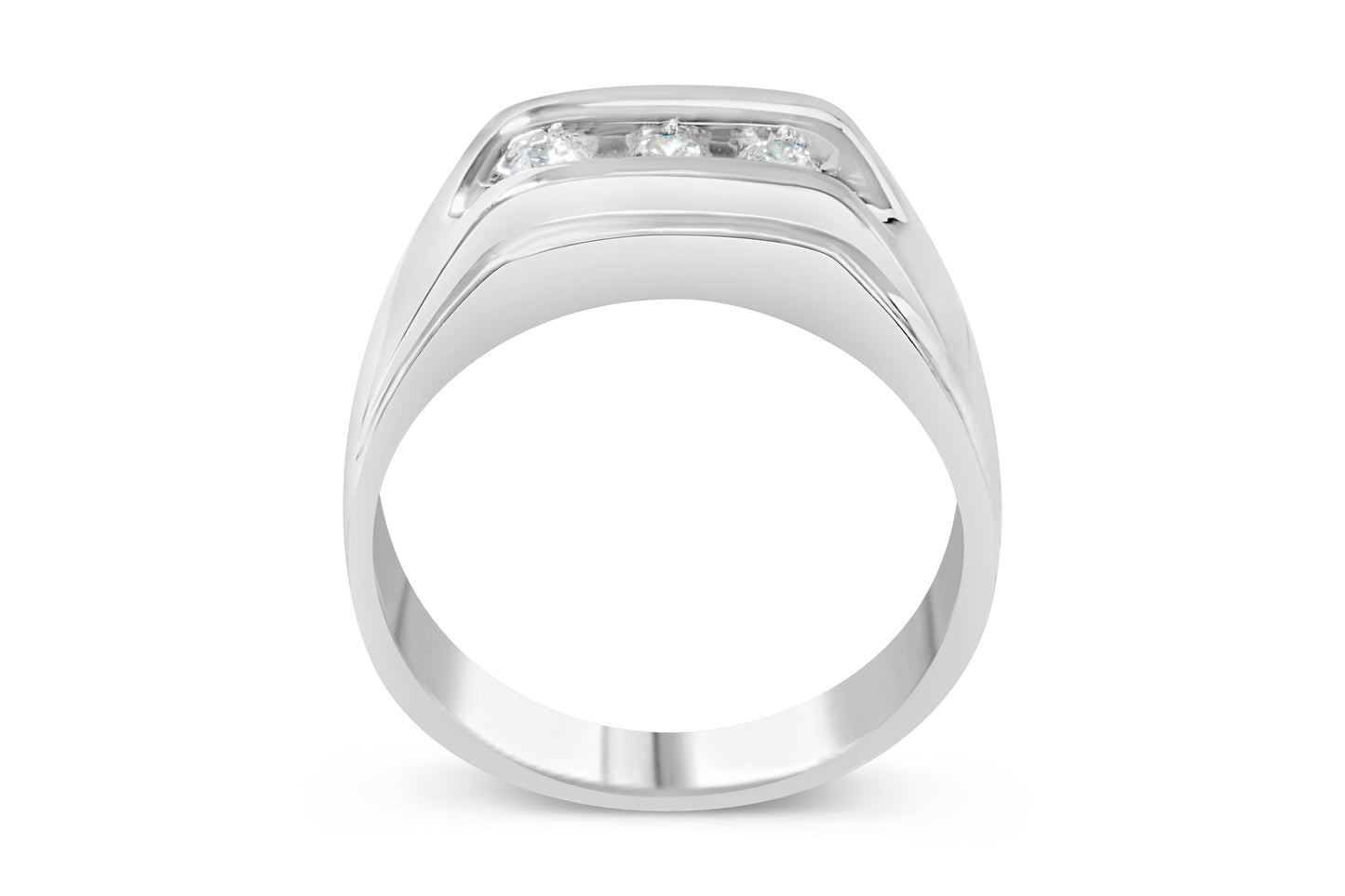 Men's .925 Sterling Silver 1/3 Cttw Diamond Channel Set 3 Stone Ring Band (I-J Color, I3 Clarity) - Ring Size 10 Bids.com