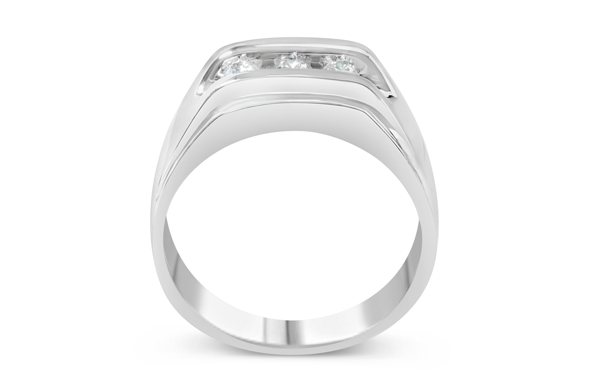 Men's .925 Sterling Silver 1/3 Cttw Diamond Channel Set 3 Stone Ring Band (I-J Color, I3 Clarity) - Ring Size 10 Bids.com
