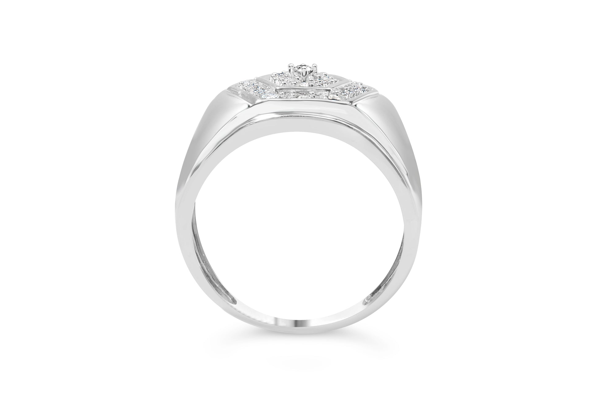 Men's .925 Sterling Silver 1/2 Cttw Multi-Diamond Hexagon Frame Ring (I-J Color, I3 Clarity) - Ring Size 10 Bids.com