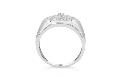 Men's .925 Sterling Silver 1/2 Cttw Multi-Diamond Hexagon Frame Ring (I-J Color, I3 Clarity) - Ring Size 10 Bids.com