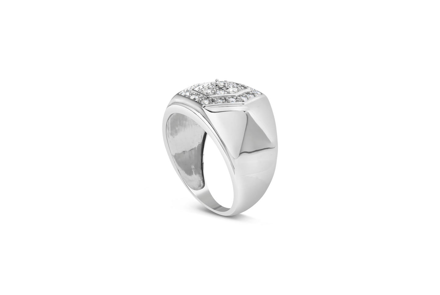 Men's .925 Sterling Silver 1/2 Cttw Multi-Diamond Hexagon Frame Ring (I-J Color, I3 Clarity) - Ring Size 10 Bids.com