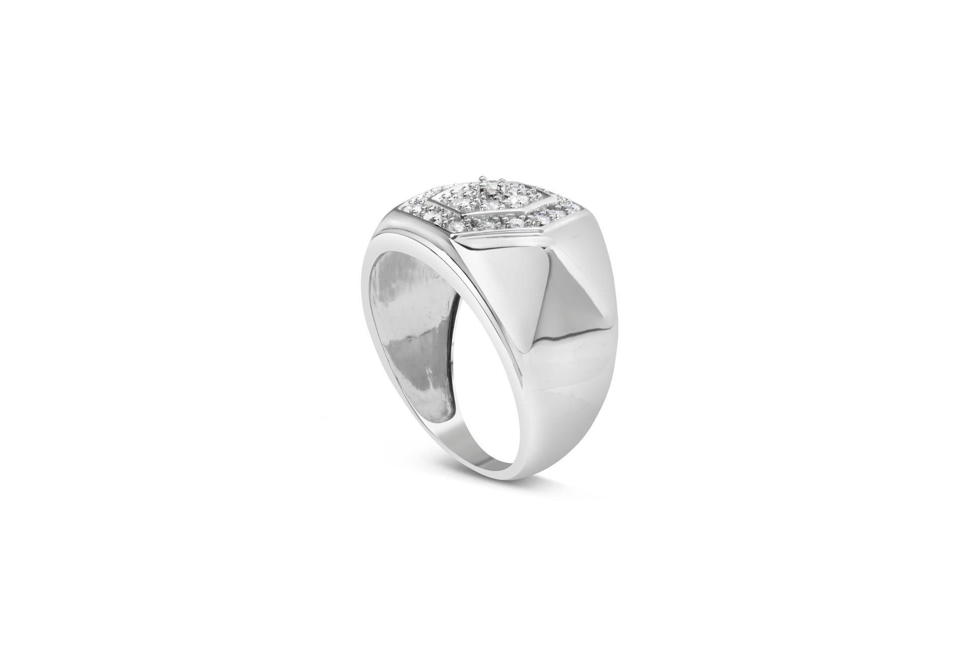 Men's .925 Sterling Silver 1/2 Cttw Multi-Diamond Hexagon Frame Ring (I-J Color, I3 Clarity) - Ring Size 10 Bids.com