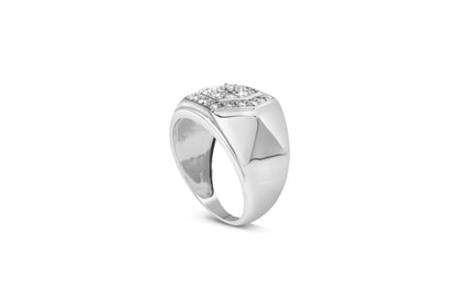 Men's .925 Sterling Silver 1/2 Cttw Multi-Diamond Hexagon Frame Ring (I-J Color, I3 Clarity) - Ring Size 10 Bids.com