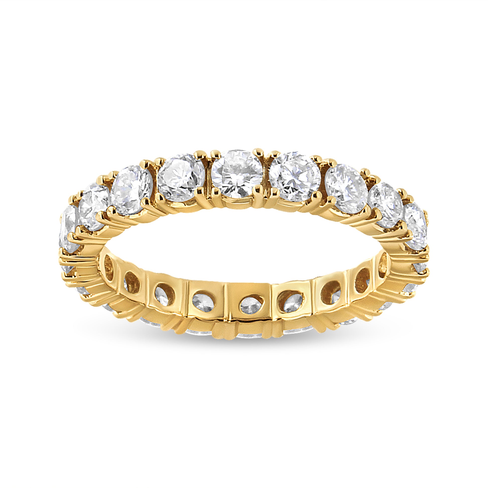 14K Yellow Gold 2.00 Cttw Shared Prong Set Round Cut Diamond Eternity Band (J-K Color, VS1-VS2 Clarity) - Ring Size 6.75 Bids.com