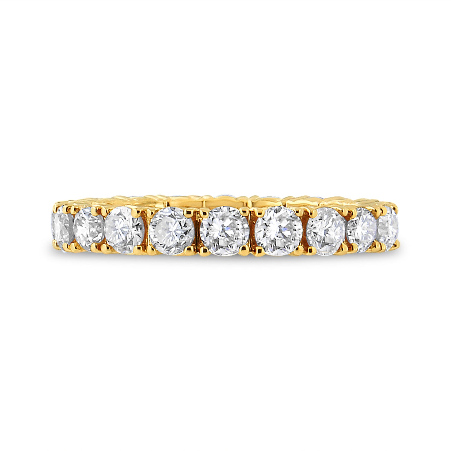 14K Yellow Gold 2.00 Cttw Shared Prong Set Round Cut Diamond Eternity Band (J-K Color, VS1-VS2 Clarity) - Ring Size 6.75 Bids.com