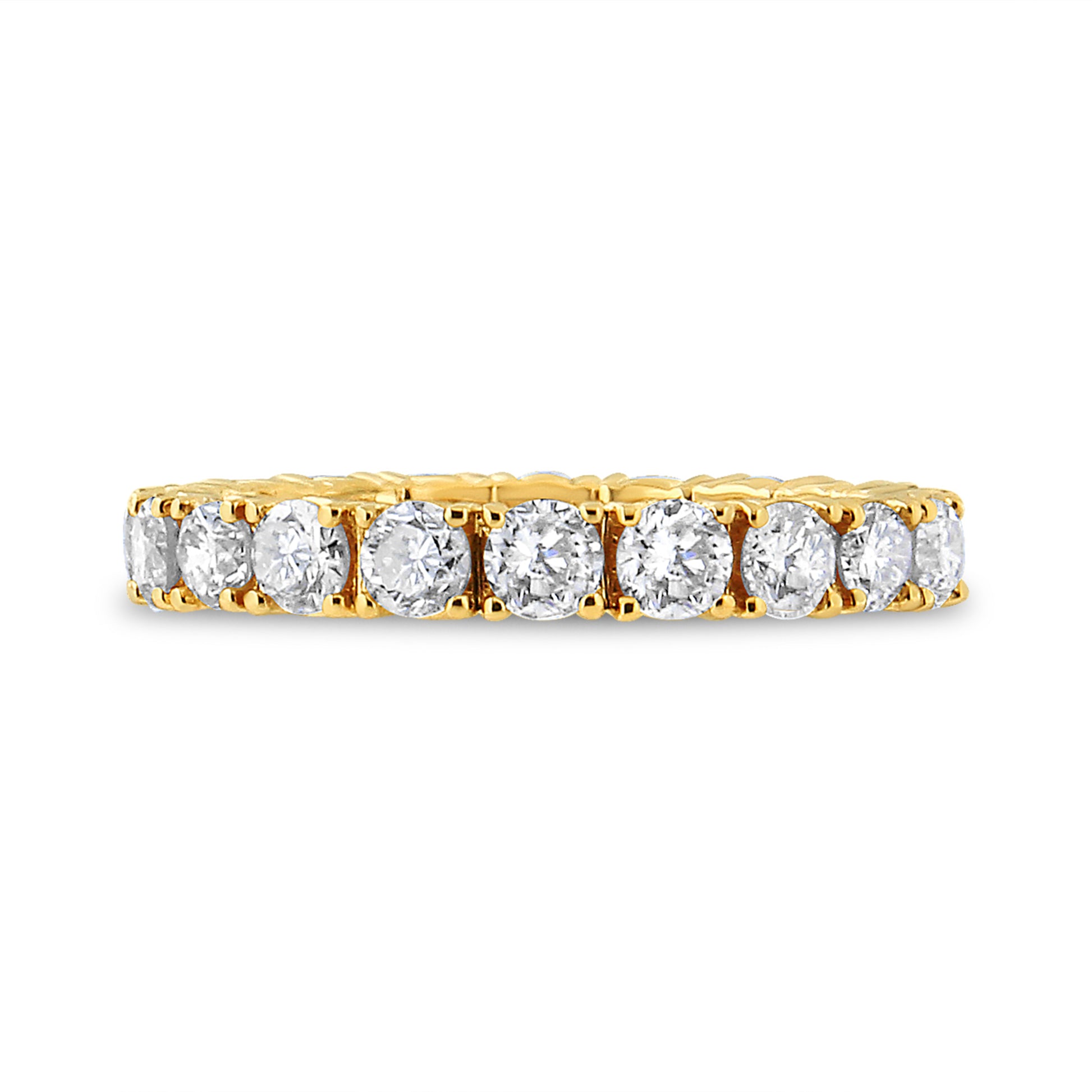 14K Yellow Gold 2.00 Cttw Shared Prong Set Round Cut Diamond Eternity Band (J-K Color, VS1-VS2 Clarity) - Ring Size 6.75 Bids.com