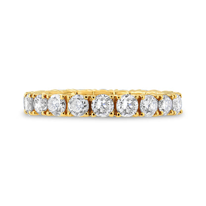 14K Yellow Gold 2.00 Cttw Shared Prong Set Round Cut Diamond Eternity Band (J-K Color, VS1-VS2 Clarity) - Ring Size 6.75 Bids.com