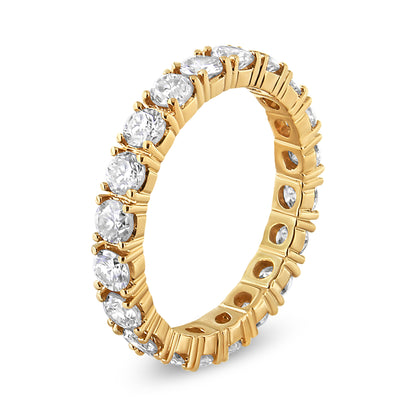 14K Yellow Gold 2.00 Cttw Shared Prong Set Round Cut Diamond Eternity Band (J-K Color, VS1-VS2 Clarity) - Ring Size 6.75 Bids.com