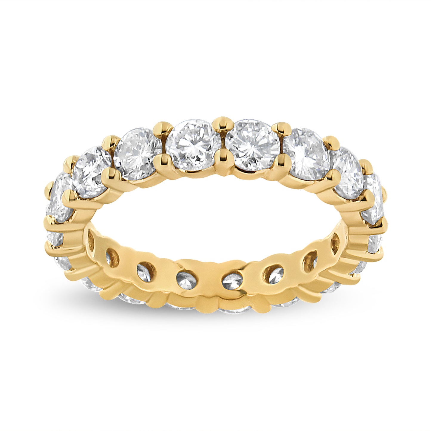 14K Yellow Gold 3.00 Cttw Shared Prong Set Round Cut Diamond Eternity Band (J-K Color, VS1-VS2 Clarity) - Ring Size 7 Bids.com