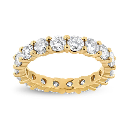 14K Yellow Gold 3.00 Cttw Shared Prong Set Round Cut Diamond Eternity Band (J-K Color, VS1-VS2 Clarity) - Ring Size 7 Bids.com