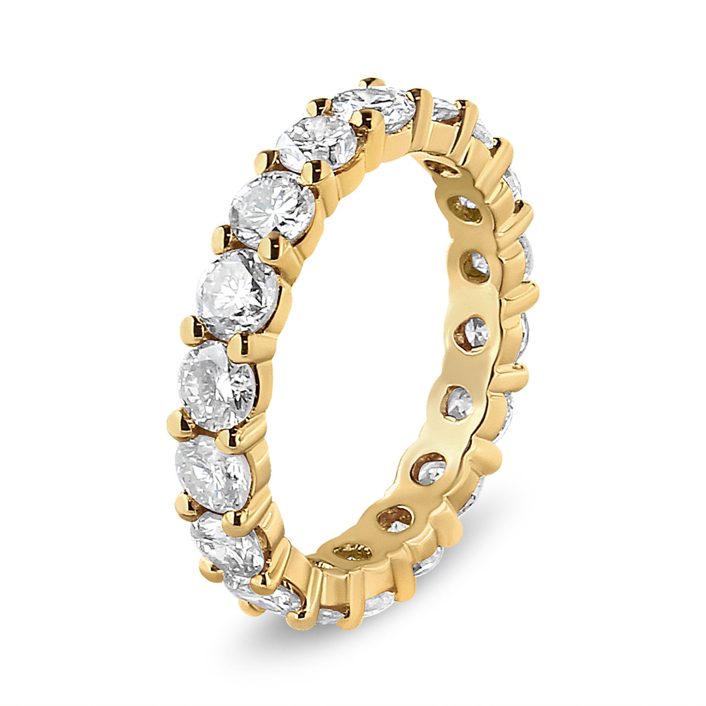 14K Yellow Gold 3.00 Cttw Shared Prong Set Round Cut Diamond Eternity Band (J-K Color, VS1-VS2 Clarity) - Ring Size 7 Bids.com