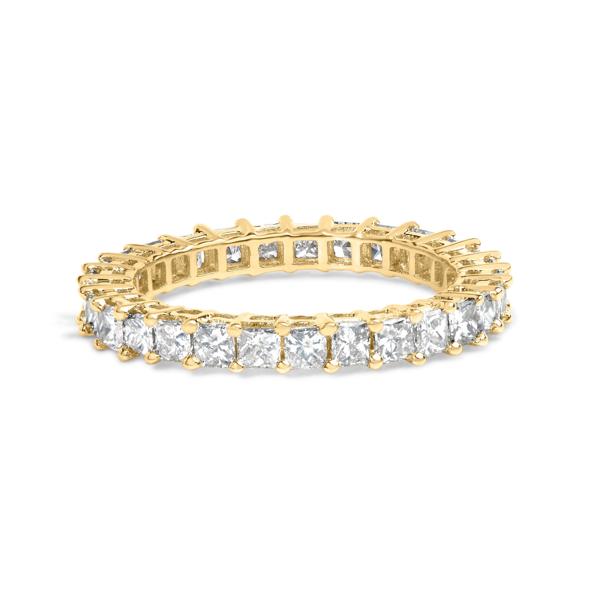 14K Yellow Gold 2.00 Cttw Shared Prong Set Princess Cut Diamond Eternity Band Ring (J-K Color, SI1-SI2 Clarity) - Ring Size 7 Bids.com
