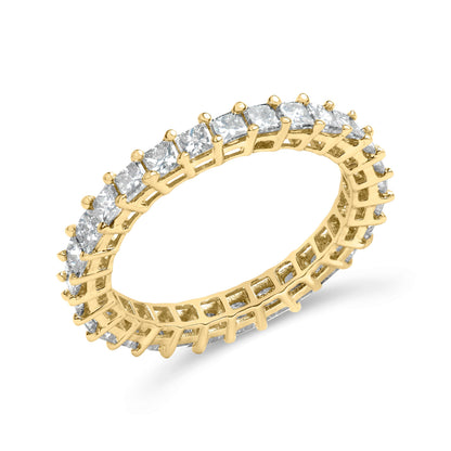 14K Yellow Gold 2.00 Cttw Shared Prong Set Princess Cut Diamond Eternity Band Ring (J-K Color, SI1-SI2 Clarity) - Ring Size 7 Bids.com