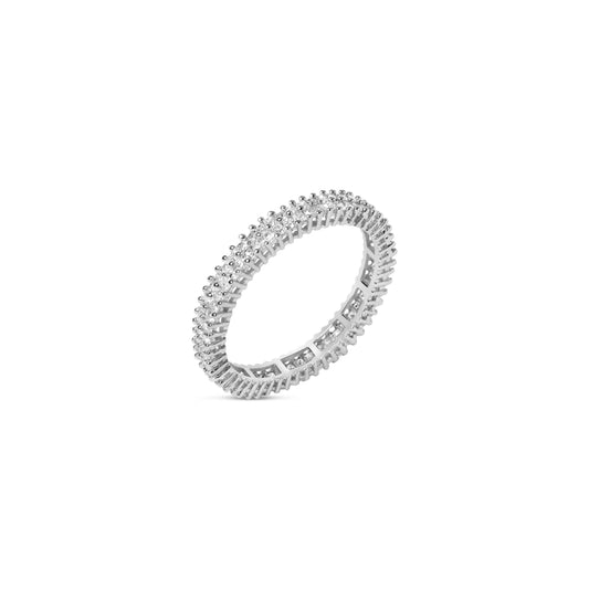 10K White Gold 1.0 Cttw Princess Cut Diamond Double Row Eternity Band Ring (I-J Color, I1-I2 Clarity)- Size 7 Bids.com