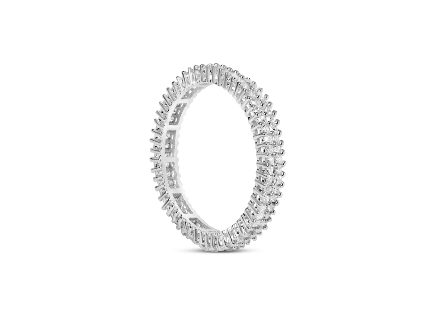 10K White Gold 1.0 Cttw Princess Cut Diamond Double Row Eternity Band Ring (I-J Color, I1-I2 Clarity)- Size 7 Bids.com