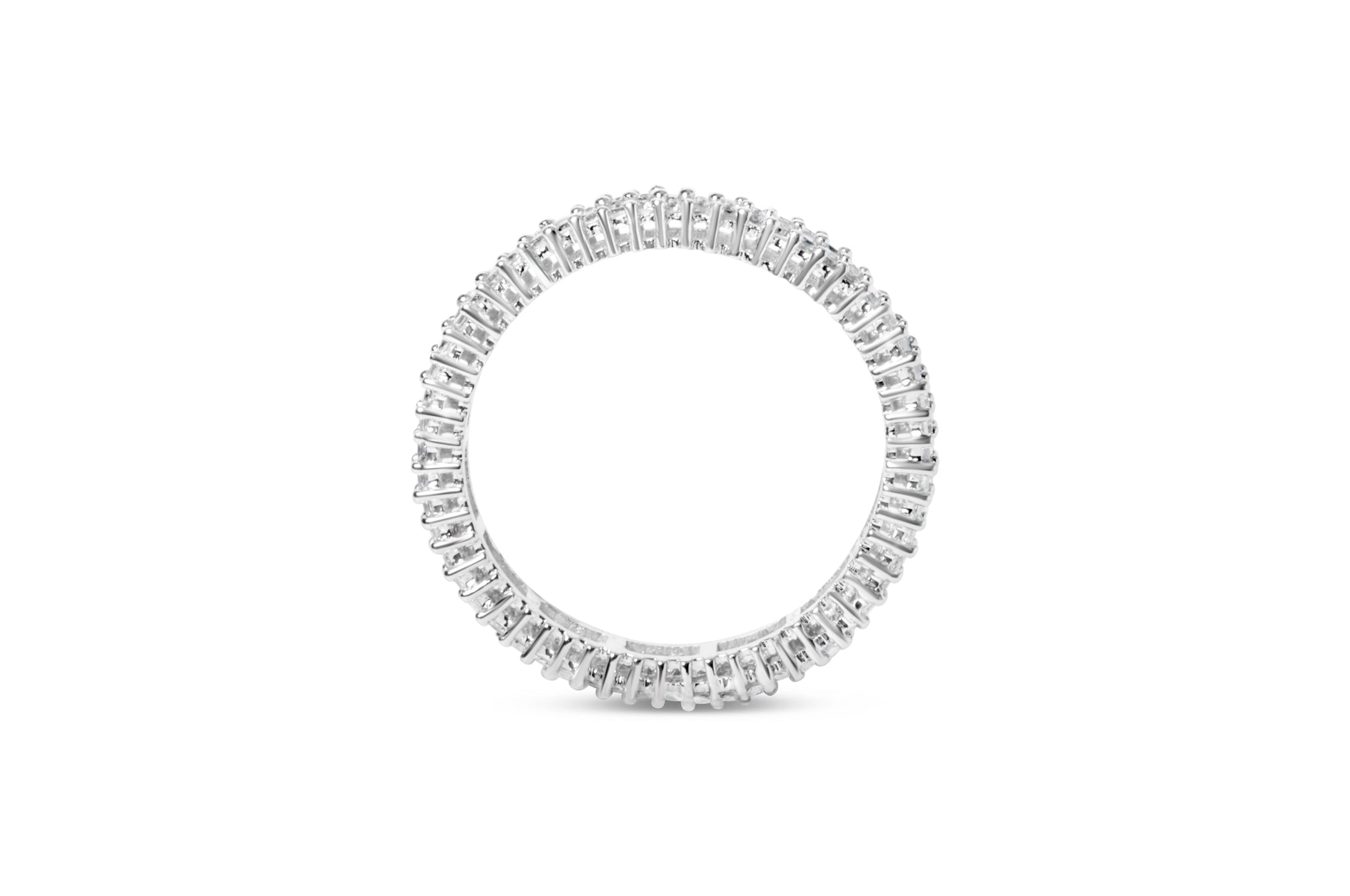 10K White Gold 1.0 Cttw Princess Cut Diamond Double Row Eternity Band Ring (I-J Color, I1-I2 Clarity)- Size 7 Bids.com