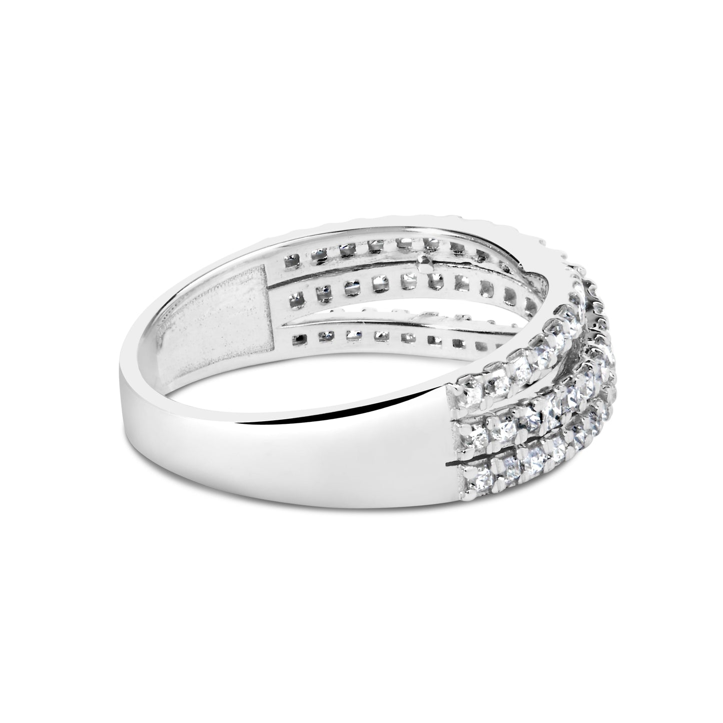 10K White Gold 3/4 Cttw Princess Natural Diamond Split Shank and Weave Band Ring (H-I Color, SI1-SI2 Clarity) - Ring Size 7 Bids.com