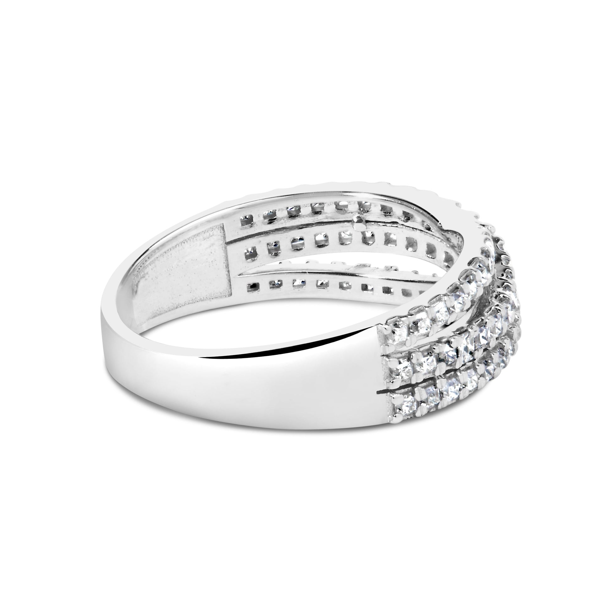 10K White Gold 3/4 Cttw Princess Natural Diamond Split Shank and Weave Band Ring (H-I Color, SI1-SI2 Clarity) - Ring Size 7 Bids.com