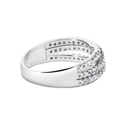 10K White Gold 3/4 Cttw Princess Natural Diamond Split Shank and Weave Band Ring (H-I Color, SI1-SI2 Clarity) - Ring Size 7 Bids.com
