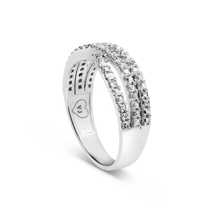 10K White Gold 3/4 Cttw Princess Natural Diamond Split Shank and Weave Band Ring (H-I Color, SI1-SI2 Clarity) - Ring Size 7 Bids.com