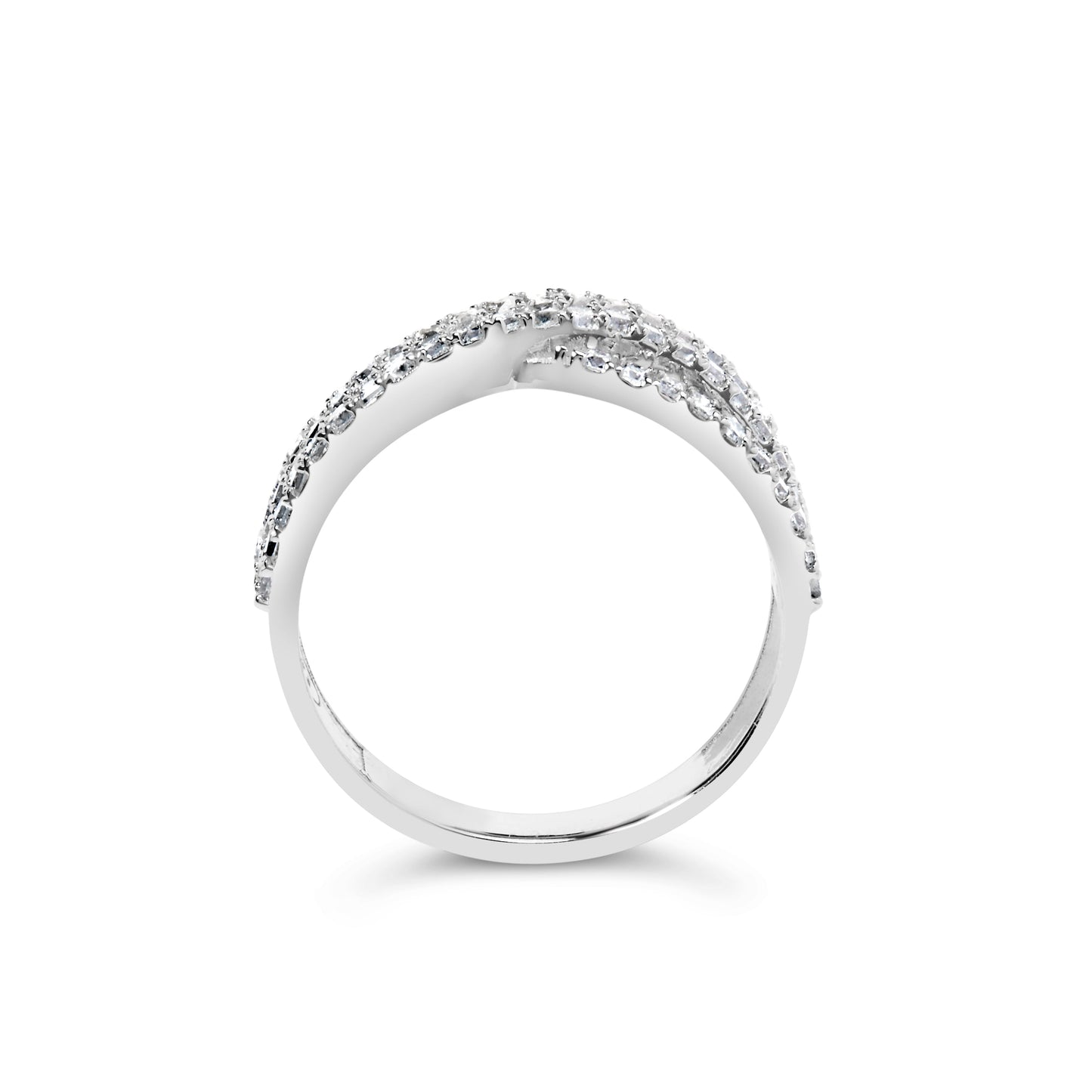 10K White Gold 3/4 Cttw Princess Natural Diamond Split Shank and Weave Band Ring (H-I Color, SI1-SI2 Clarity) - Ring Size 7 Bids.com